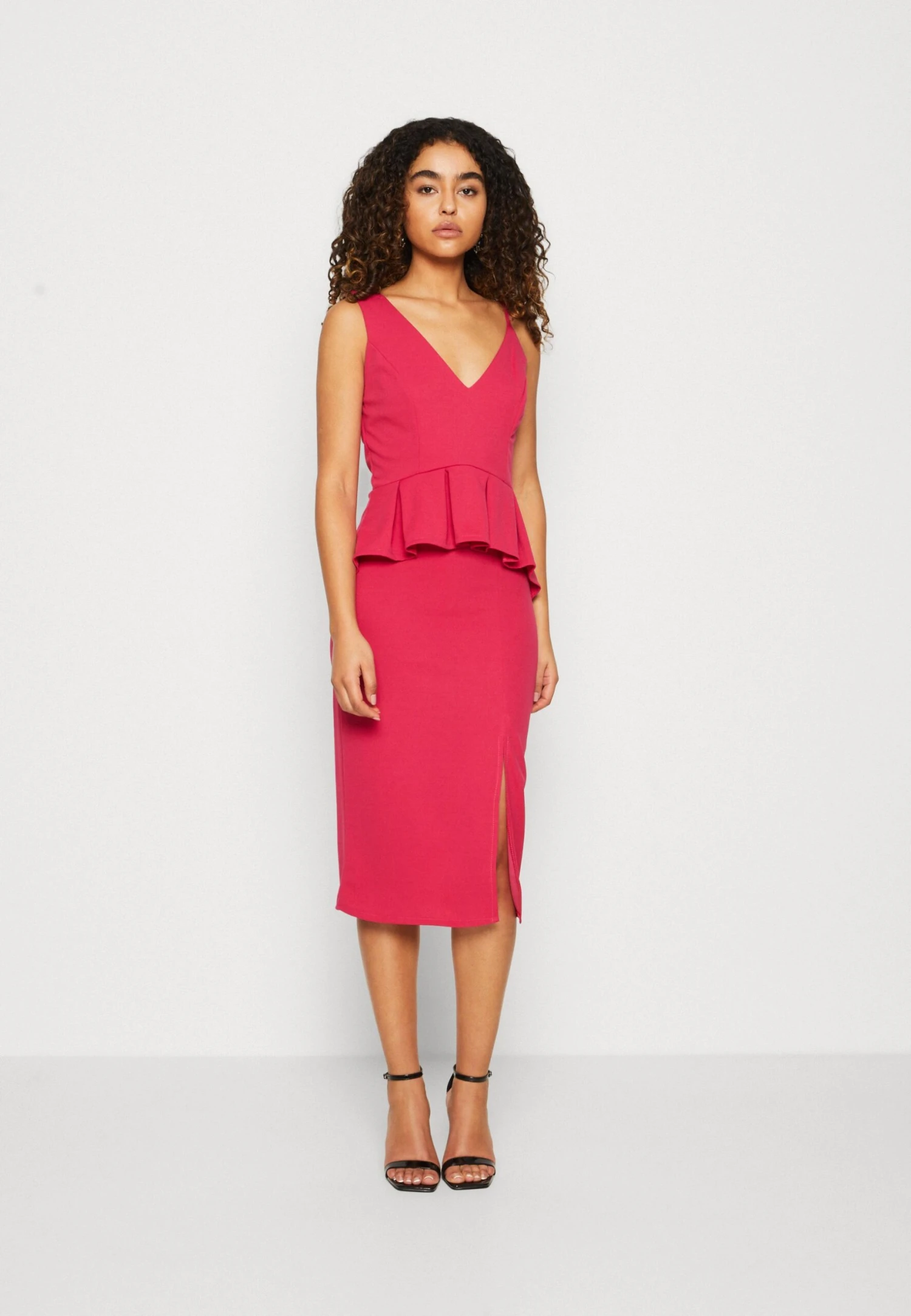 Wal G Sweeny Peplum Midi Dress - Robe En Jersey - Dark Fuchsia 1 Wal G Sweeny Peplum Midi Dress - Robe En Jersey - Dark Fuchsia