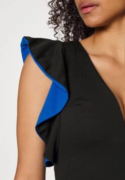 V Neck Ruffle Sleeve Midi Dress - Robe De Soirée - Black/Royal Blue 9 V Neck Ruffle Sleeve Midi Dress - Robe De Soirée - Black/Royal Blue -Wal Mode Promos Soldes Boutique cbfe06711483457cb4a8de4b9ceaba20