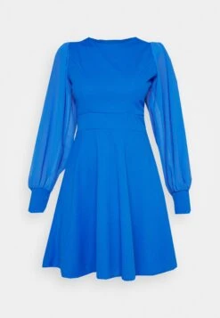 Wal G Kat Sleeve Dress - Robe De Jour - Electric Blue -Wal Mode Promos Soldes Boutique d05f0ceb91bd4781885e15ff51b3b3a0