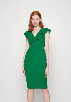 Wal G Himani V Neck Midi Dress - Robe Fourreau - Leaf Green