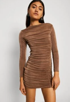 Wal G Ben Rouched Mini - Robe En Jersey - Chocolate -Wal Mode Promos Soldes Boutique d591088bcb5c4c7681aed88cc8b390aa