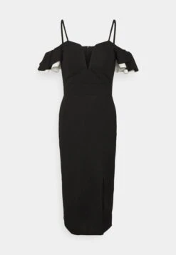 Wal G Simah Frill Midi Dress - Robe En Jersey - Black/White -Wal Mode Promos Soldes Boutique d76854ec5b7e4b08beadaaa212536aca