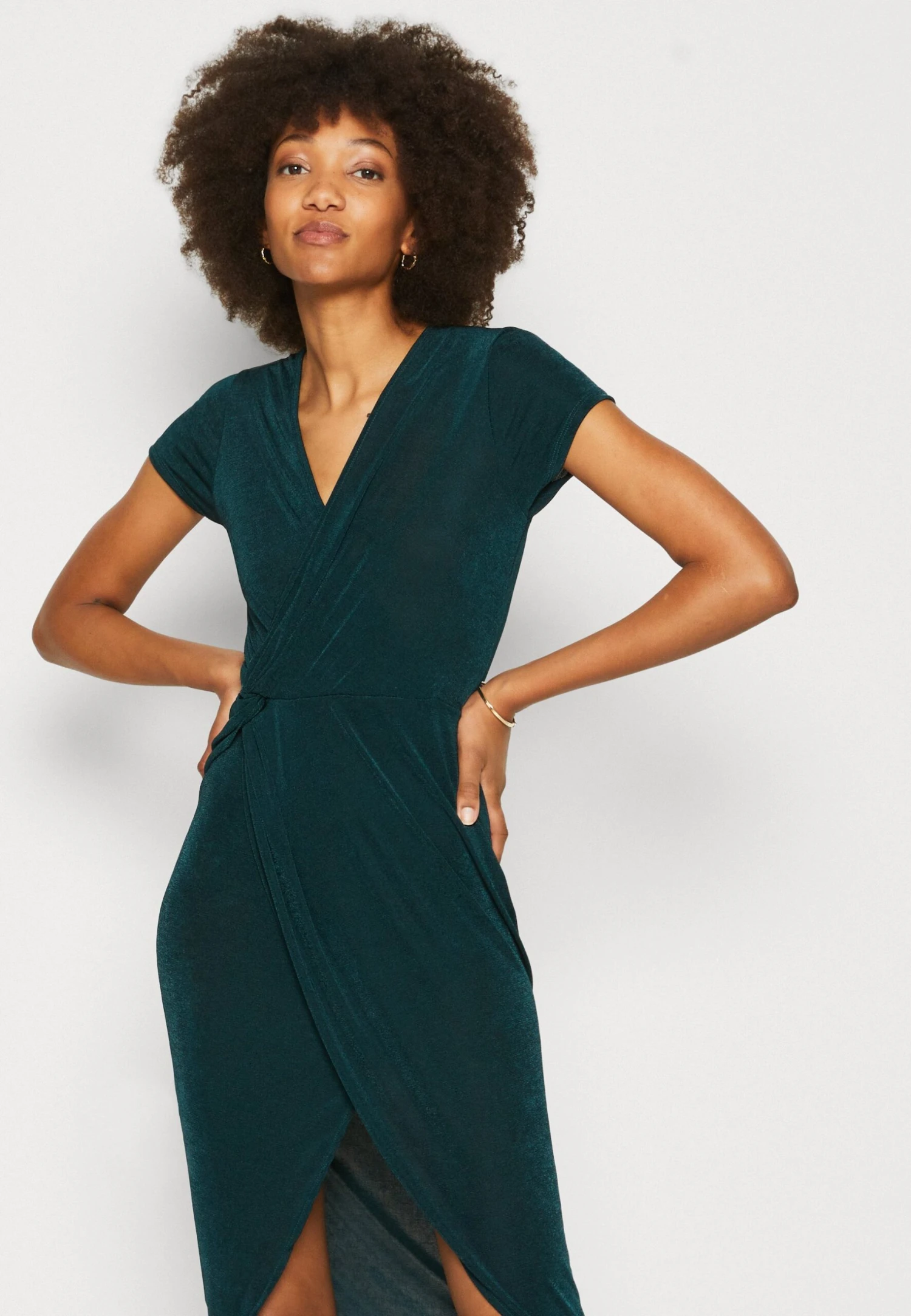 Wal G Wrap Midi Dress - Robe Pull - Forest Green 4 Wal G Wrap Midi Dress - Robe Pull - Forest Green – Image 4