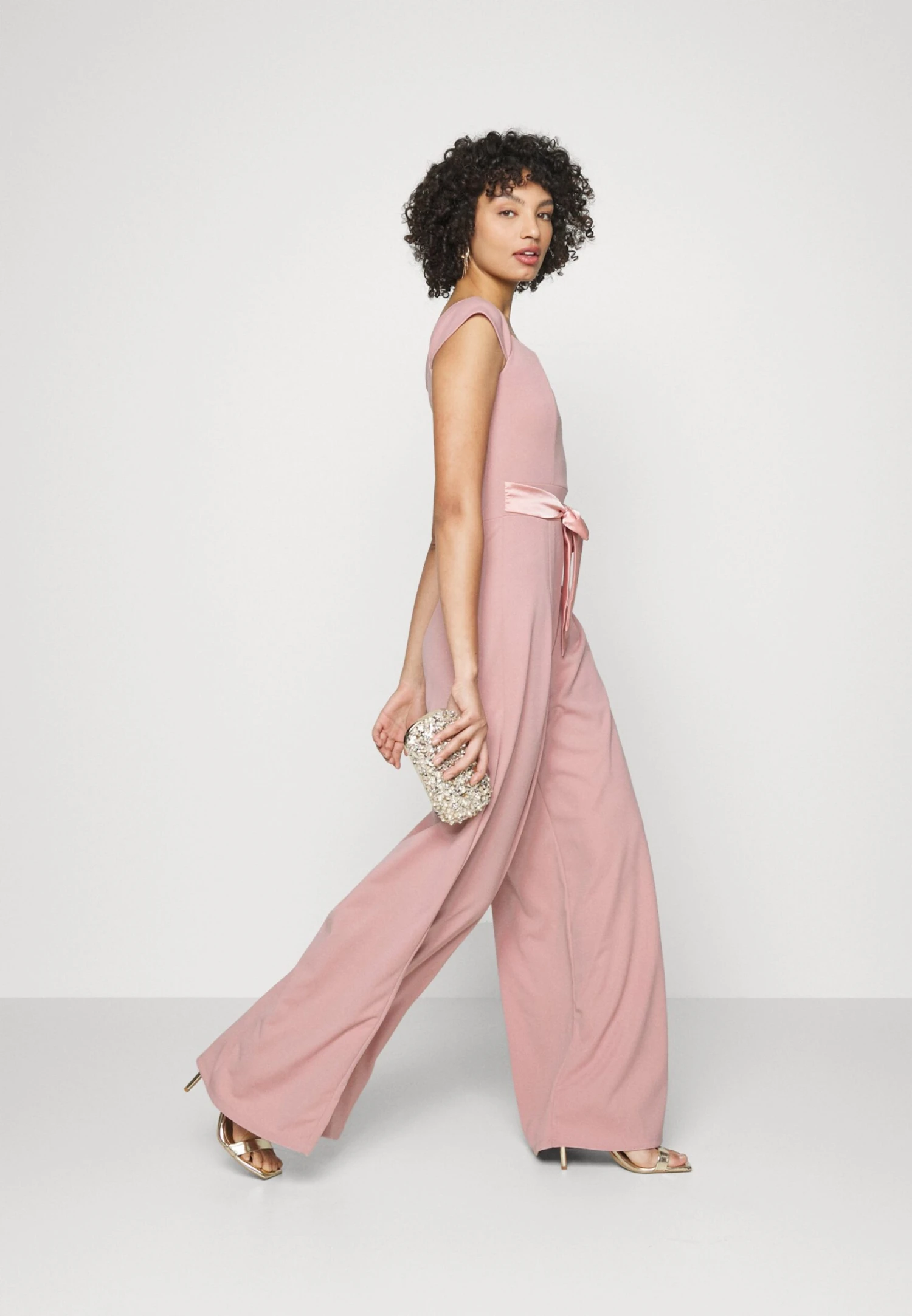 Teo V Neck Wide Leg Bow - Combinaison - Blush Pink 2 Teo V Neck Wide Leg Bow - Combinaison - Blush Pink – Image 2