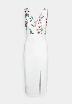 Embroidered V Neck Rose Midi - Robe De Jour - White Floral -Wal Mode Promos Soldes Boutique dc6fcfbd56704b0196867f71f19f505e