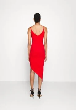Laila Asymmetric Midi Dress - Robe De Jour - Red -Wal Mode Promos Soldes Boutique e414849f03754a09adac1416db10a910