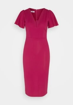 Wal G Tatiana Ruffle Sleeve Midi - Robe En Jersey - Raspberry -Wal Mode Promos Soldes Boutique e55de6f3951d49f389fa6fc776169d93