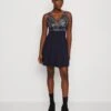Wal G Belle V Neck Skater Dress - Robe De Soirée - Navy/White