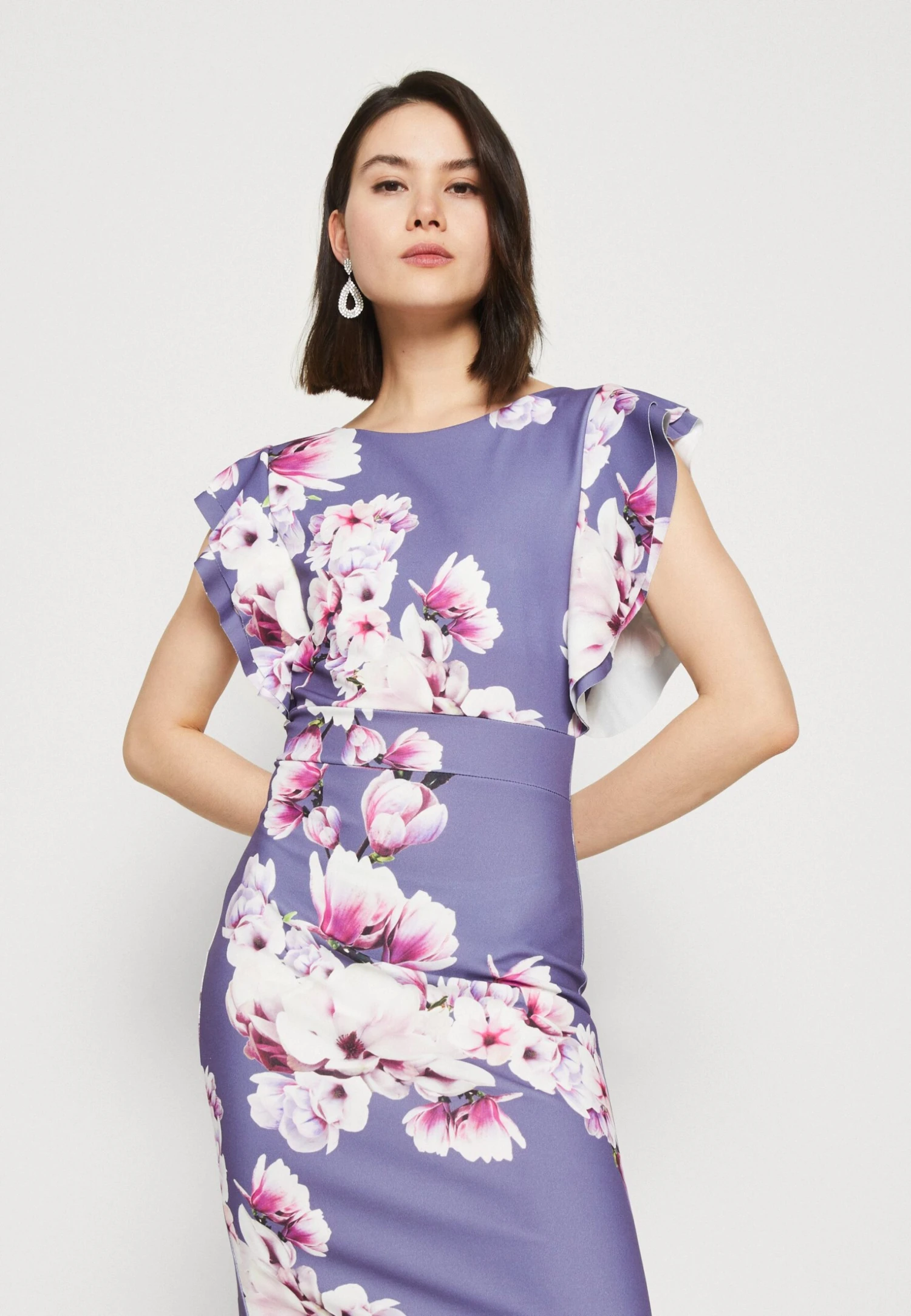 Wal G Diana Ruffle Sleeve Midi Dress - Robe En Jersey - Purple 4 Wal G Diana Ruffle Sleeve Midi Dress - Robe En Jersey - Purple – Image 4