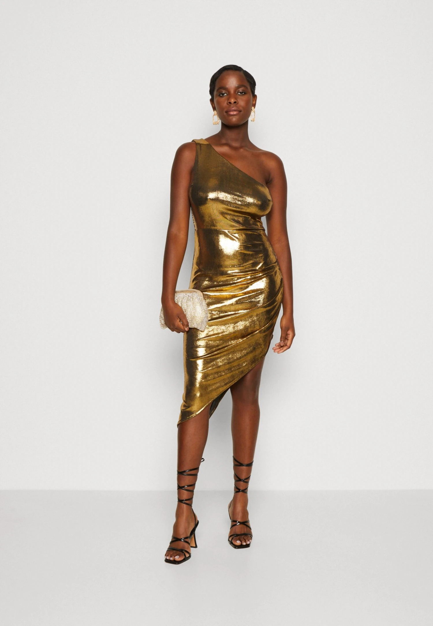 Wal G Hali Tie Back Midi Dress - Robe De Soirée - Gold 2 Wal G Hali Tie Back Midi Dress - Robe De Soirée - Gold – Image 2