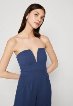 Wal G Christa V Neck Playsuit - Combinaison - Denim Blue -Wal Mode Promos Soldes Boutique ee2fbed18e0a4c03852fd07a626a27e2