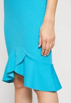 Wal G Chrissy Ruffle Midi - Robe En Jersey - Mediterranean Blue -Wal Mode Promos Soldes Boutique ee4d5f5ae07a47abaa78adeb8d9c7d89