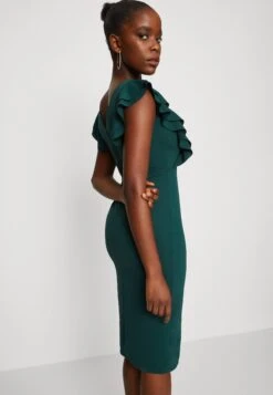 Wal G Alessia Frill Sleeve Midi Dress - Robe En Jersey - Forest Green -Wal Mode Promos Soldes Boutique f33e7feb848f484ba06835fb4a875c02