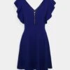 Wal G Danya Ruffle Sleeve Zip Skater Dress - Robe En Jersey - Electric Blue