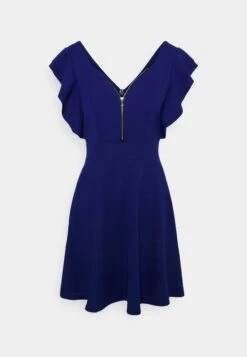 Wal G Danya Ruffle Sleeve Zip Skater Dress - Robe En Jersey - Electric Blue