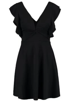 Wal G Lucia V Neck Frill Sleeve Skater Dress - Robe De Soirée - Black -Wal Mode Promos Soldes Boutique f498431274de44dd9f81d2cacf43880a