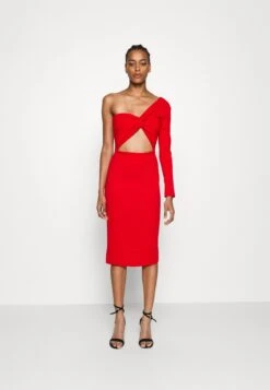 Cut Out Midi Dress - Robe De Jour - Red
