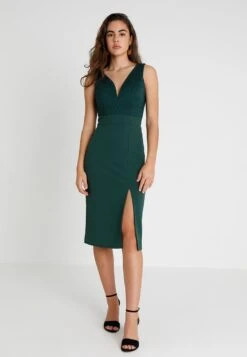 Wal G V Neck Midi Dress - Robe Fourreau - Green